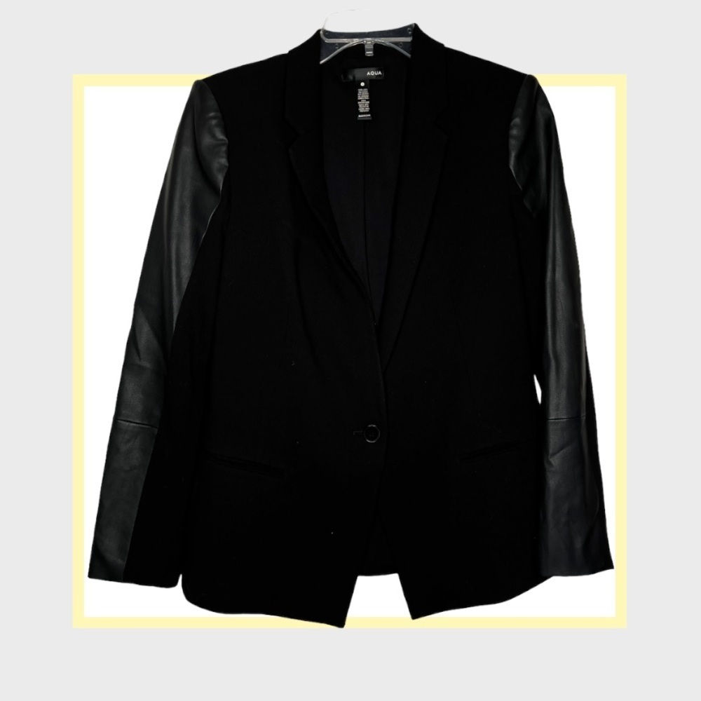 Aqua‎ Black Blazer Vegan Leather